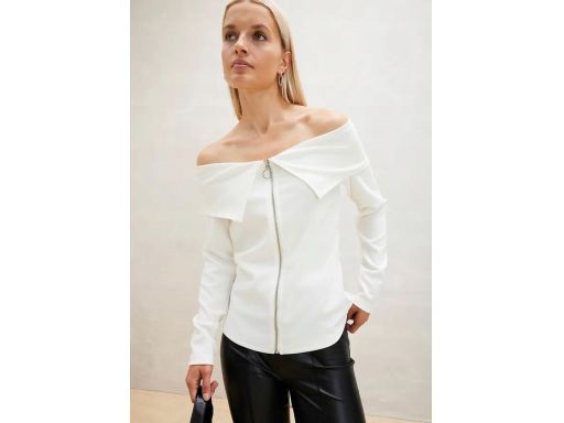 B.P.C bluzka prążkowana odkryte ramiona śmietankowa na zamek 44/46.