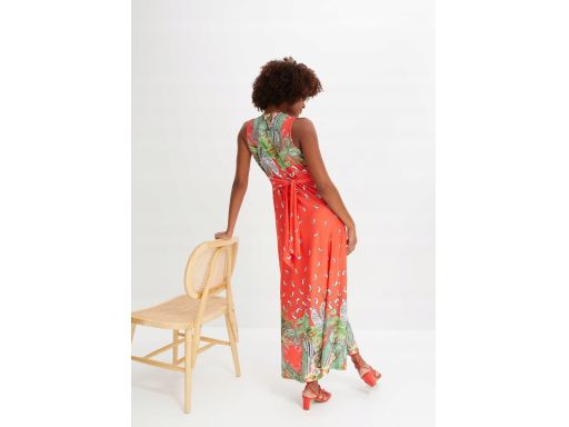 B.P.C długa sukienka maxi czerwona z nadrukiem ^40/42