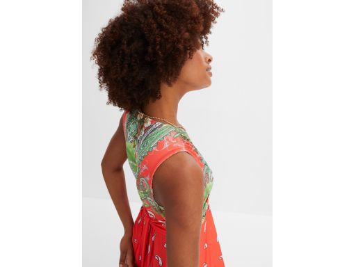 B.P.C długa sukienka maxi czerwona z nadrukiem ^40/42