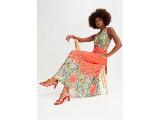 B.P.C długa sukienka maxi czerwona z nadrukiem ^40/42