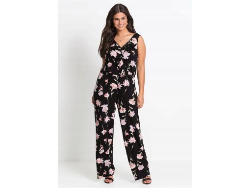 B.P.C kombinezon dżersejowy czarny w kwiaty ^32/34