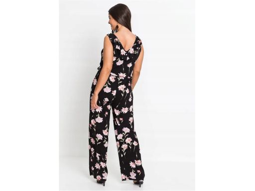 B.P.C kombinezon dżersejowy czarny w kwiaty ^32/34