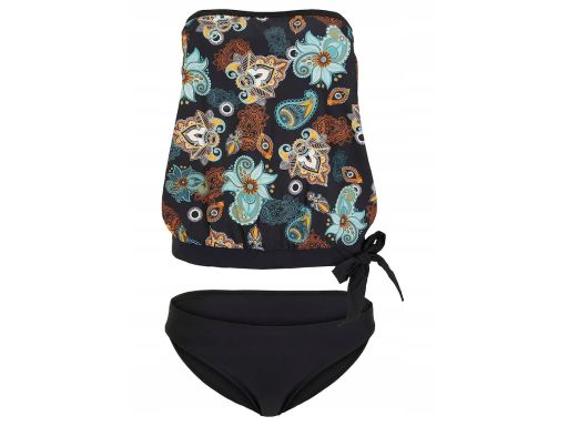 B.P.C tankini oversize czarny z nadrukiem odpinane ramiączka z figami