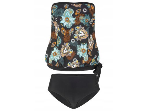B.P.C tankini oversize czarny z nadrukiem odpinane ramiączka z figami