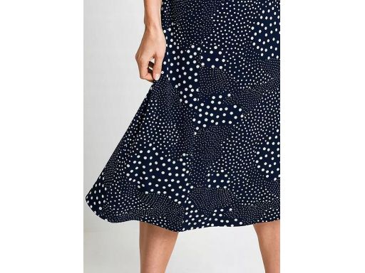 B.P.C granatowa sukienka midi w białe kropki ^40/42