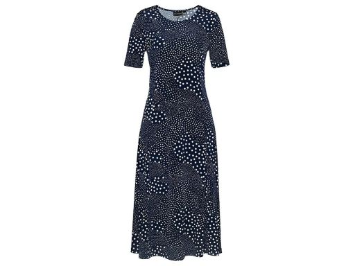 B.P.C granatowa sukienka midi w białe kropki ^40/42