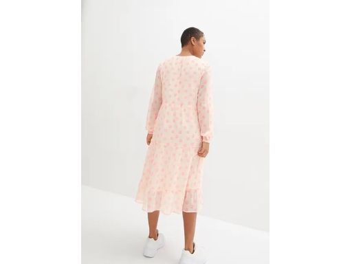 B.P.C sukienka szyfonowa morelowa w neonowy wzór r.42