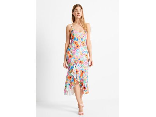 B.P.C wielokolorowa sukienka na ramiączka asymetryczna r.36/38