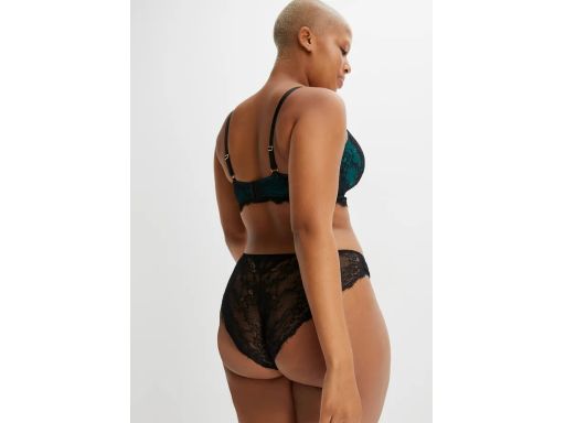 B.P.C majtki figi koronkowe połyskujące czarno-turkusowe r.48/50