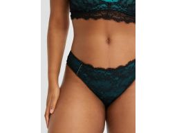 B.P.C majtki figi koronkowe połyskujące czarno-turkusowe r.48/50