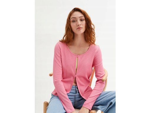 B.P.C różowa narzutka prążkowana r.40/42