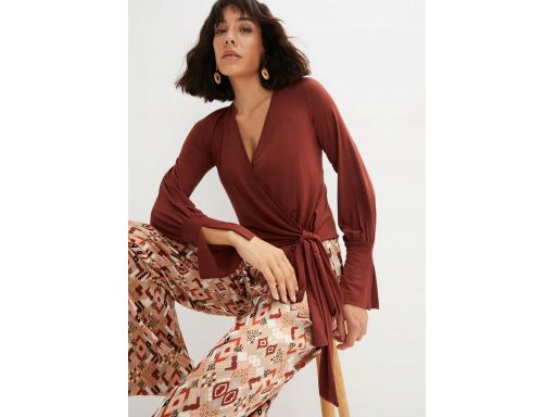 B.P.C bluzka kopertowa z wiskozy brązowa r.48/50