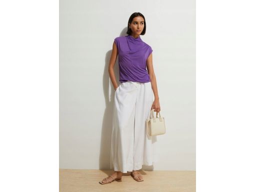 B.P.C fioletowy top ze stójką i marszczeniami ^40/42