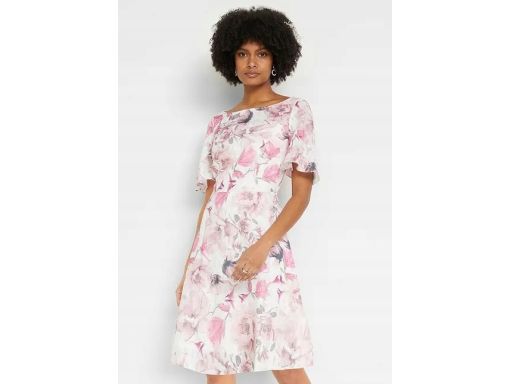 B.P.C. sukienka we wzory strukturalne szyfon 36.