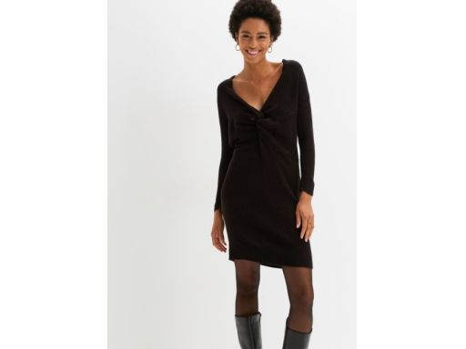 B.P.C sukienka dzianinowa czarna ze splotem dekoracyjnym ^44/46