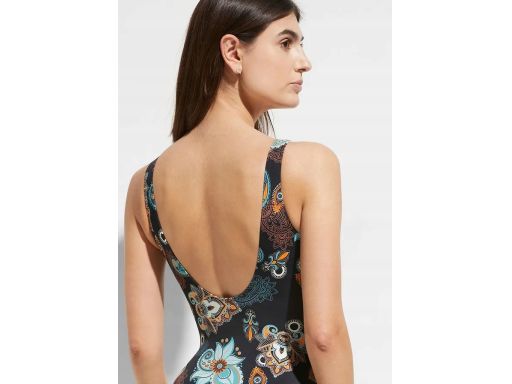 B.P.C kostium kąpielowy czarny z kolorowym wzorem 42.