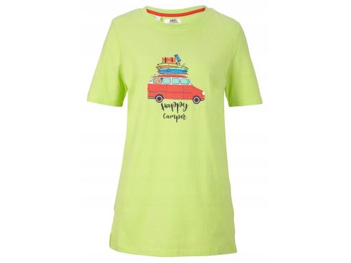 B.P.C t-shirt limonka z kolorowym nadrukiem 40/42.