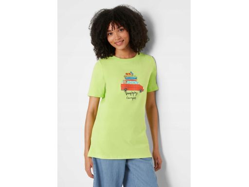 B.P.C t-shirt limonka z kolorowym nadrukiem 40/42.