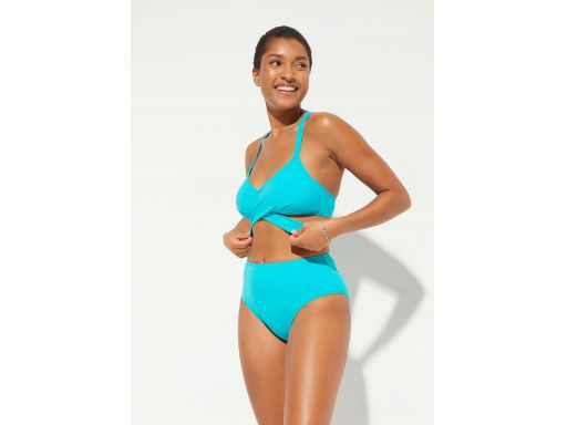 B.P.C bikini bustier wiązane turkusowe z figami ^38