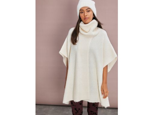 B.P.C poncho z wełną dzianinowe jasny beż z golfem ^40/42