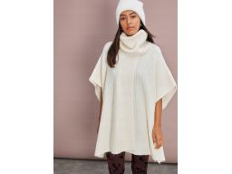 B.P.C poncho z wełną dzianinowe jasny beż z golfem ^40/42