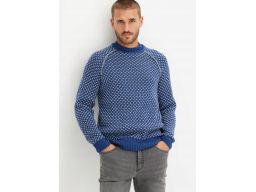 B.P.C niebieski sweter męski we wzory r.XXL
