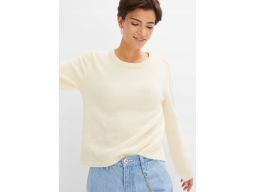 B.P.C beżowy sweter z koronką na plecach 36/38.