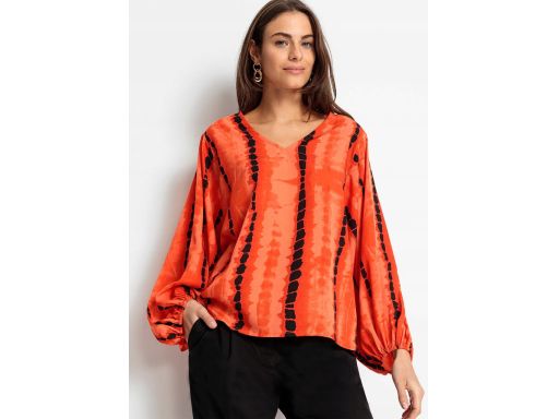 B.P.C pomarańczowa bluzka satynowa w czarne wzory ^40