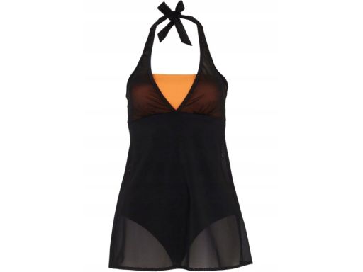 B.P.C czarno-pomarańczowa sukienka kąpielowa siatka r.46