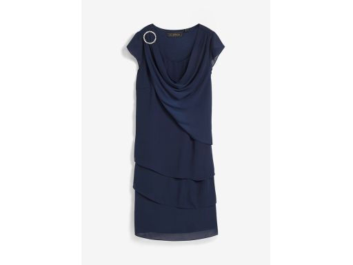 B.P.C sukienka szyfonowa ciemny granat w optyce warstwowej r.40