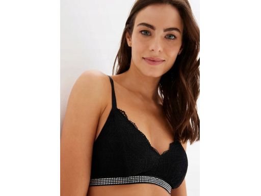 B.P.C biustonosz bustier koronkowy czarny ze sztrasami ^40/42