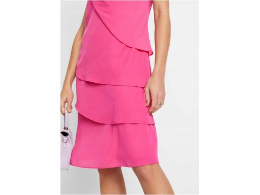 Sukienka szyfon falbany róż r.48