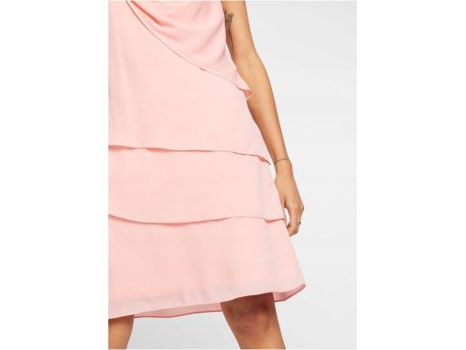 Sukienka szyfon falbany róż r.48
