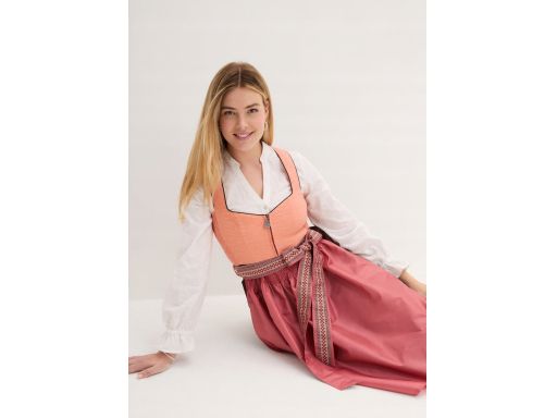 B.P.C. sukienka w stylu ludowym z fartuszkiem pomarańczowo-brązowa ^36