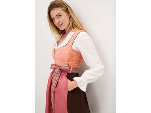 B.P.C. sukienka w stylu ludowym z fartuszkiem pomarańczowo-brązowa ^36