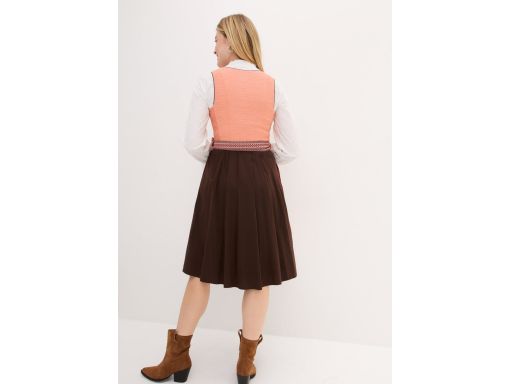 B.P.C. sukienka w stylu ludowym z fartuszkiem pomarańczowo-brązowa ^36