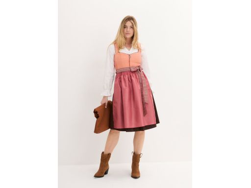 B.P.C. sukienka w stylu ludowym z fartuszkiem pomarańczowo-brązowa ^36