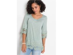 B.P.C t-shirt pistacjowy z koronką ^32/34
