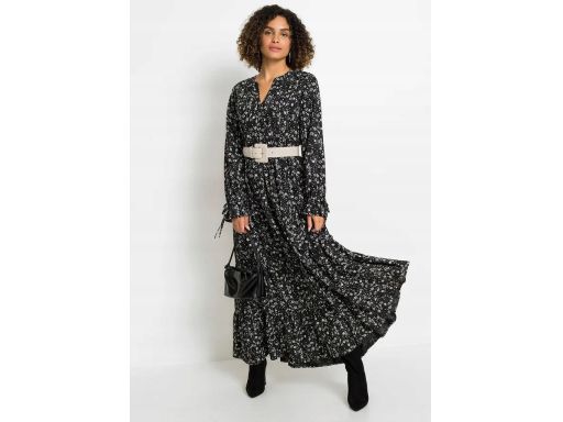 B.P.C sukienka czarna we wzorki z wiskozy długa 36.