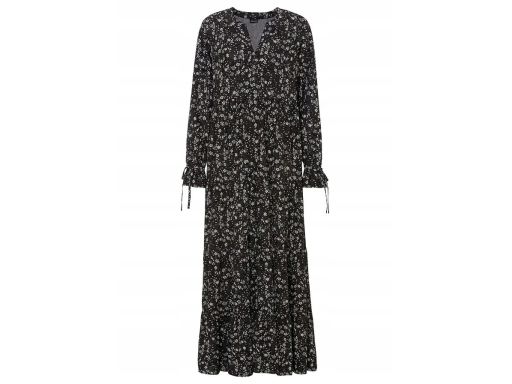 B.P.C sukienka czarna we wzorki z wiskozy długa 36.