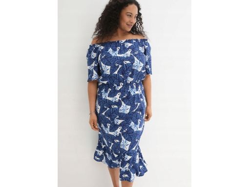 B.P.C midi sukienka carmen we wzory r.44