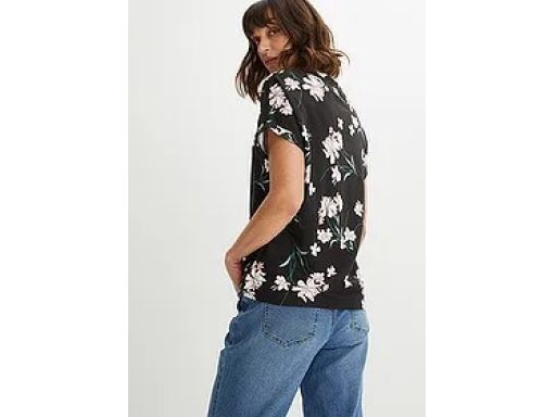 B.P.C bluzka bez rękawów czarna w kwiatki 32/34.