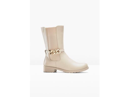 B.P.C krótkie kozaki beżowe ze złotym łańcuchem r.42