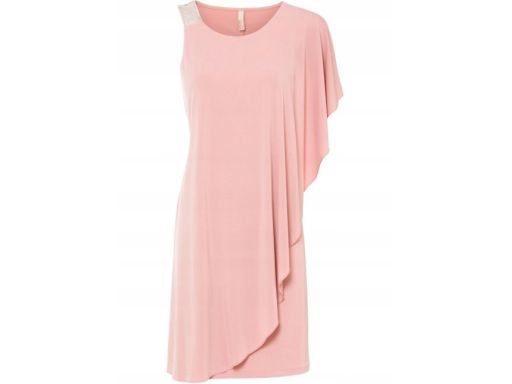 B.P.C modna sukienka z falbaną brudny róż r.36/38