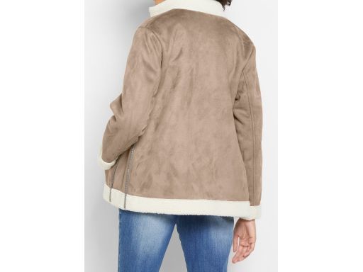 B.P.C beżowa kurtka z eko kożuszka ciążowa z panelem na dziecko ^42