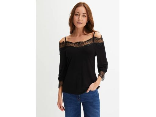 B.P.C bluzka odkryte ramiona czarna koronka r.36/38
