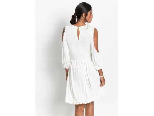 B.P.C sukienka boho z wycięciami i koronką śmietankowa r.40/42