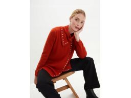 B.P.C sweter rudy rozpinany dłuższy z ćwiekami 36/38.