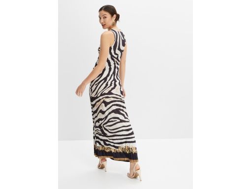 B.P.C Długa sukienka z nadrukiem i paski zebry ^36/38