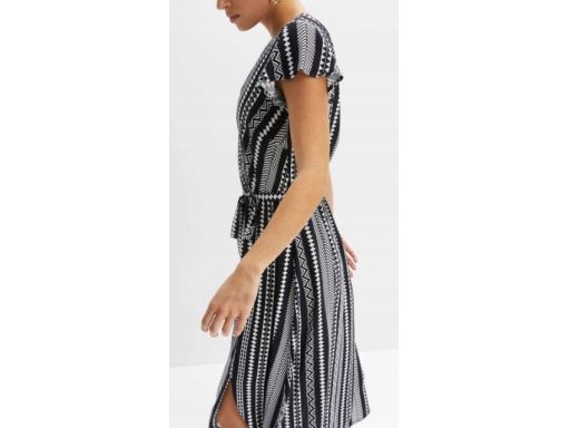 B.P.C sukienka boho midi czarno-biała we wzory r,38